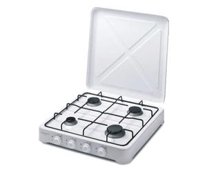 Bastilipo Cuisinière à gaz émaillée, 4 brûleurs, blanche, brûleurs amovibles, housse de protection - Modèle : CG-400
