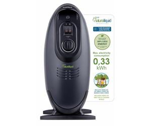 Bastilipo - Mini radiateur écologique avec H2O naturel liquide, 200/400/600 W, 0,4 kw/h, 7 éléments avec thermostat, couleur noir, MR-ECOFLUID-7