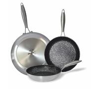 Bastilipo Sartén aluminio fundido, 24cm de diámetro,antiadherente a la Piedra, Full Induction, ASA remachada de Acero cepillado. - Modelo: Titanium Pro 24 cm