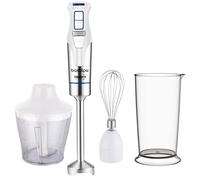 Bastilipo TURBOMIX-1200ACC, mixeur à bras, 1200 W, 4 couteaux en acier inoxydable, fouet et hachoir, blanc/acier