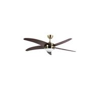 Bastilipo - Ventilateur de plafond avec télécommande, 132 cm, 60 W, cuir Malibu, 3 LED