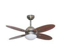 Bastilipo - Ventilateur de plafond en bronze vieilli avec télécommande, diamètre 105 cm, cuir Bermeo