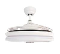 Bastilipo - Ventilateur de plafond rétractable 106 cm, moteur CC, éclairage LED 36 W 3 tons, télécommande, blanc Estoril