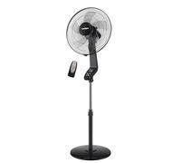 Bastilipo - Ventilateur sur pied avec télécommande, 50 W, base ronde, gamme premium, modèle Coin Black