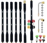 Bastille d'extension de lave-pression-9 Pack Gutter Nettoyage Outils Extension Baguette, Lance de remplacement de lave-linge électrique avec 5 embouts de buse, 1/4 "Connexion rapide, 4000PSI
