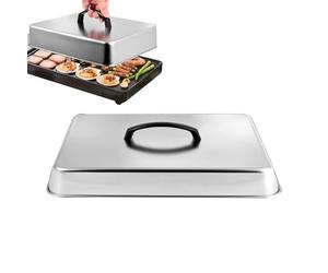 Basting Cover, Stainless Steel Rectangular Grill Lid, Kitchen Cooking Accessory, Heat-Resistant Handle, Outdoor Barbecue, Grilling Cover for Meat, Vegetables, Eggs, Fish, BBQ, Oven, Stove, Chef Tools