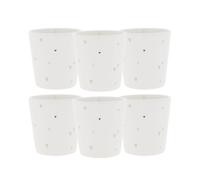 Bastion Collections Lot de 6 gobelets sans anse - Motif cœurs - Blanc et beige - 300 ml