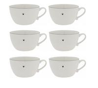Bastion Collections Lot de 6 tasses à soupe en forme de cœur avec cœur noir Diamètre 13 cm