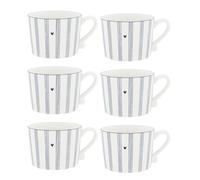 Bastion Collections Lot de 6 tasses Iris Blue - Petites rayures blanches et bleues - 300 ml
