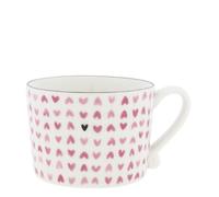 Bastion Collections Tasse en céramique Motif cœurs Blanc/rose 300 ml