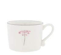 Bastion Collections Tasse en céramique Motif fleur Blanc Rose 300 ml