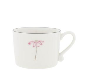 Bastion Collections Tasse en céramique Motif fleur Blanc Rose 300 ml