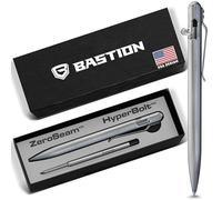 BASTION Stylo à bille en titane - Hyperbolt & ZeroSeam, outil d'écriture EDC usiné CNC, rechargeable, stylo cadeau phare - Argent
