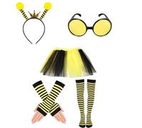Bastwahl Abeilles Costume Femme, Maja Adulte Contient des Bailettes, Bandeau Fée Bâtonnets Lunettes Chaussettes Gants Vêtements Autocollants Boucles d'oreilles pour la Journée Mondiale