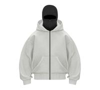 Bastwahl Balaclava Hoodie Homme Femme - Sweat à Capuche Zip Zippé Veste Chaude Cagoule Moto Masque Anti-Vent pour Sports de Plein Air Vélo Manteau Automne et Hiver Sweat À Manches Longues