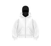 Bastwahl Balaclava Hoodie Homme Femme - Sweat à Capuche Zip Zippé Veste Chaude Cagoule Moto Masque Anti-Vent pour Sports de Plein Air Vélo Manteau Automne et Hiver Sweat À Manches Longues
