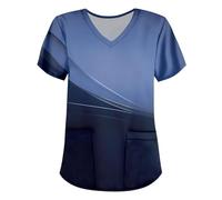 Bastwahl Blouse Aide Soignante Femme Médicale Manches Courtes col en V et esthticienne avec Poches Élastique Chemise Uniforme Doux avec Boutons Respirant Infroissable Vêtements Blouse Aide Domicile