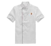Bastwahl Blouse Blanche Homme Cuisine - Unisexe Professionnel Blouse de Chef Veste de Cuisinier Manches Longues/à Manches Courtes Travail Respirant avec Poche Vêtement Chemise Hôtel Serveur