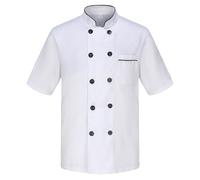 Bastwahl Blouse Cuisine Homme - Professionnel Coupe Ajustée Blouse de Chef Veste de Cuisinier Manches Longues/à Manches Courtes Léger Stretch Respirant Chemise Manteau Restaurant Bar Hôtel