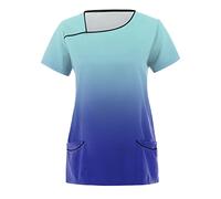 Bastwahl Blouse Infirmiere Femme Médicale col en V Manches Courtes Élastique avec Poches et esthticienne Chemise D'été Uniforme avec Boutons Multiples Confortable Tenue Aide Blouse Hopital Clinique