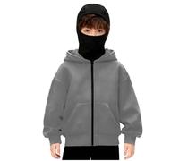 Bastwahl Cagoule Sweats à Capuche Enfant Garçon Zippé Pull Grande Taille Balaclava Veste Polaire Hiver Y2K Zip Hoodie Veste mi Saison Chaud Masque Sweat Coupe Vent Moto Vélo Blouson Manteau