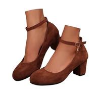 Bastwahl Chaussure Talon Femme à Talon Classique Élégants Bout Pointu Bout Fermé Bloc Talons Escarpins Chaussure avec Bride à la Cheville Party en Cuir Verni Pumps pour Fête, Danse, Mariage
