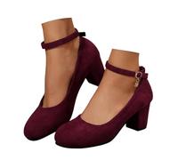 Bastwahl Chaussure Talon Femme à Talon Classique Élégants Bout Pointu Bout Fermé Bloc Talons Escarpins Chaussure avec Bride à la Cheville Party en Cuir Verni Pumps pour Fête, Danse, Mariage