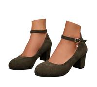 Bastwahl Chaussure Talon Femme à Talon Classique Élégants Bout Pointu Bout Fermé Bloc Talons Escarpins Chaussure avec Bride à la Cheville Party en Cuir Verni Pumps pour Fête, Danse, Mariage