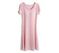 Bastwahl Chemise de Nuit Femme Sexy Chic d'été de Nuit Coton Manches Courtes Légère Robe Maxi Boutonnée Lâche Col Rond Longue Décontractée Tee Shirt Casual Grande Taille