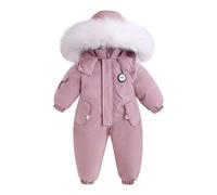 Bastwahl Combi Pilote Bebe Garcon Enfant De Ski Hiver Polaire Fleece Doublé Fermeture à Capuche Habit de Neige Barboteuse Étanche Fourrure avec Gants Encapuchonné Manteau Tenues Nouveau-Né