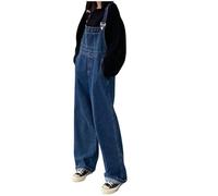 Bastwahl Combinaison Femme Jean Stretch en Denim Coupe Droite Extensible Pantalon Comfy avec Bretelles Ample Baggy Rétro Jambe Large Overall Oversize Playsuits Tenues D'été