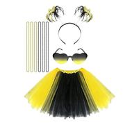 Bastwahl Costume d'abeille, Déguisement Abeille Adulte, d'abeille pour Adulte avec Bandeau Antenne Tutu Gants à Rayures Bas Lunettes de Soleil, pour Carnaval Fête Cosplay