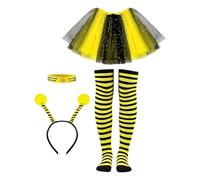 Bastwahl Costume d'abeille, Déguisement Abeille Adulte, d'abeille pour Adulte avec Bandeau Antenne Tutu Gants à Rayures Bas Lunettes de Soleil, pour Carnaval Fête Cosplay