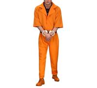 Bastwahl Costume Prisonnier Homme - Costume de Convict Adulte et Teen - Combinaison de Prisonnier Détenu et Voleur pour Halloween, Carnaval et Fêtes Déguisées - Idéal pour Hommes et Ados - Orange