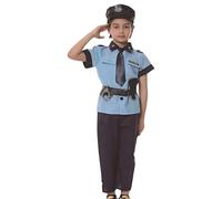 Bastwahl Deguisement Policier Enfant - Costume de Policier de Luxe avec Talkie-walkie, Sifflet, Bâton et Autres Accessoires de Police pour Tenues de Cosplay de Flic