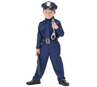 Bastwahl Deguisement Policier Enfant - Costume de Policier de Luxe avec Talkie-walkie, Sifflet, Bâton et Autres Accessoires de Police pour Tenues de Cosplay de Flic