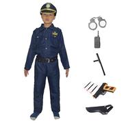 Bastwahl Deguisement Policier Enfant - Costume de Policier de Luxe avec Talkie-walkie, Sifflet, Bâton et Autres Accessoires de Police pour Tenues de Cosplay de Flic