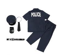 Bastwahl Deguisement Policier Enfant - Costume de Policier de Luxe avec Talkie-walkie, Sifflet, Bâton et Autres Accessoires de Police pour Tenues de Cosplay de Flic