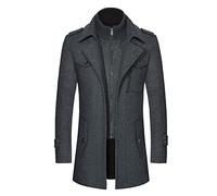 Bastwahl Duffle Coat Homme Long - en Laine Hiver Chaud Épaissir Coupe Droite Parka Blouson Classique avec Col Cranté Coupe Ajustée Coton Décontracté Vêtements Peacoat pour Affaires