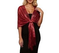 Bastwahl Echarpes Scintillants Femme élégante Châle Enveloppant écharpes avec des Franges pour Les Mariages Parties Demoiselles d'honneur Prom Fin de l'année