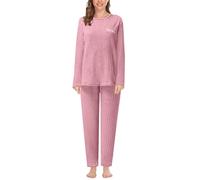 Bastwahl Ensemble Pyjama pour Femme 2 pièces en Polaire Teddy Pyjama Chaud en Polaire Vêtement de Nuit Pull à Manches Longues Pantalon en Peluche Moelleux Flanelle Sleepwear Thermo Hiver