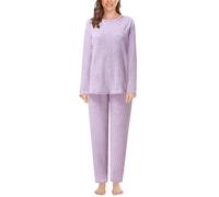 Bastwahl Ensembles de Pyjama Femme Hiver en Polaire 2 Pièce Vêtements de Nuit à Manches Longues Adulte Chaud et Doux Loungewear