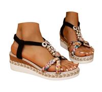 Bastwahl Espadrilles Compensées Femme - Sandales Chaussures Antidérapantes Respirantes Et Nu-Pieds Bohême Bout Ouvert avec Talon Plateforme Comfy Semi Trailer Sandales Orthopedique Chic Claquette