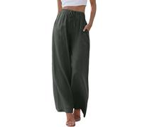 Bastwahl Femme Pantalon Fluide et Lin Taille Haute Casual Larges Plissé Décontracté élastique avec Poches été Grande Taille Les Loisirs Le Travail Ample Vêtements Pants Women