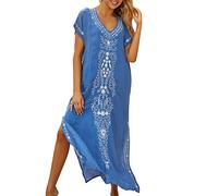 Bastwahl Femme Robe D Hotesse D Interieur - ÉTé Coton Brodé Floral LâChe Caftan Boho Beach Bikini Cover Up Robe Grande Taille