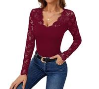 Bastwahl Haut Femme Sexy à Manches Longues Sexy en Maille Transparent Respirante Élégant Haut Blouse Florale Mesh Renaissance avec Superposition Y2k Pull Tee Shirt pour Clubwear Et Fête