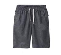 Bastwahl Jean Blanc Short 3/4 de Sport Long, Shorts Homme Sport Bermudas Pantalon Court Grande Taille Décontracté de Survêtement Jogging Fitness Training Yoga Tennis Joggers D'été Gris foncé M
