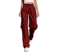 Bastwahl Pantalon Cargo Femme Cargo High Waist Strech Baggy Stretch Y2k Pantalons Parachute Pants Coupe Ample avec Poches Automne Classique Gothique Sport Bas de Survêtement pour Style Hip-Hop