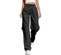 Bastwahl Pantalon Cargo Femme Cargo High Waist Strech Baggy Stretch Y2k Pantalons Parachute Pants Coupe Ample avec Poches Automne Classique Gothique Sport Bas de Survêtement pour Style Hip-Hop