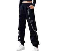 Bastwahl Pantalon Femme Taille Haute High Waist Cargo Strech Jogging Large Stretch Parachute Pants Pantalons Léger Coupe Ample Elastique Gothique Classique Casual Sarouel pour Un Usage Quotidien